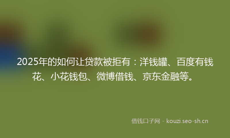 2025年的如何让贷款被拒有：洋钱罐、百度有钱花、小花钱包、微博借钱、京东金融等。