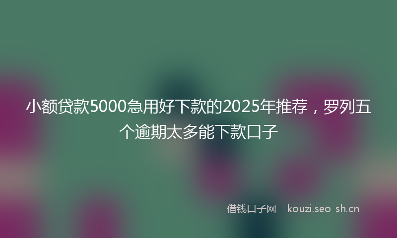 小额贷款5000急用好下款的2025年推荐，罗列五个逾期太多能下款口子