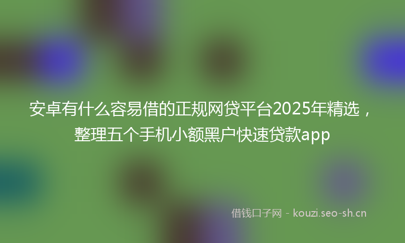 安卓有什么容易借的正规网贷平台2025年精选，整理五个手机小额黑户快速贷款app
