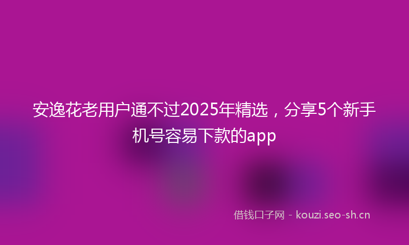 安逸花老用户通不过2025年精选，分享5个新手机号容易下款的app