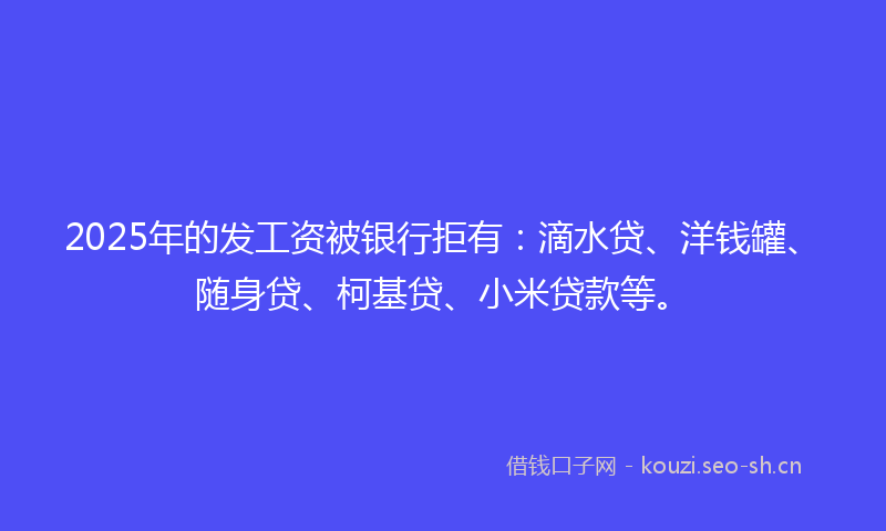 2025年的发工资被银行拒有：滴水贷、洋钱罐、随身贷、柯基贷、小米贷款等。