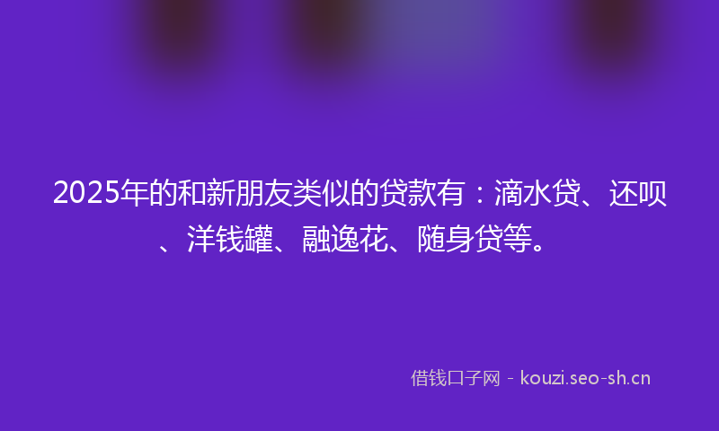 2025年的和新朋友类似的贷款有：滴水贷、还呗、洋钱罐、融逸花、随身贷等。