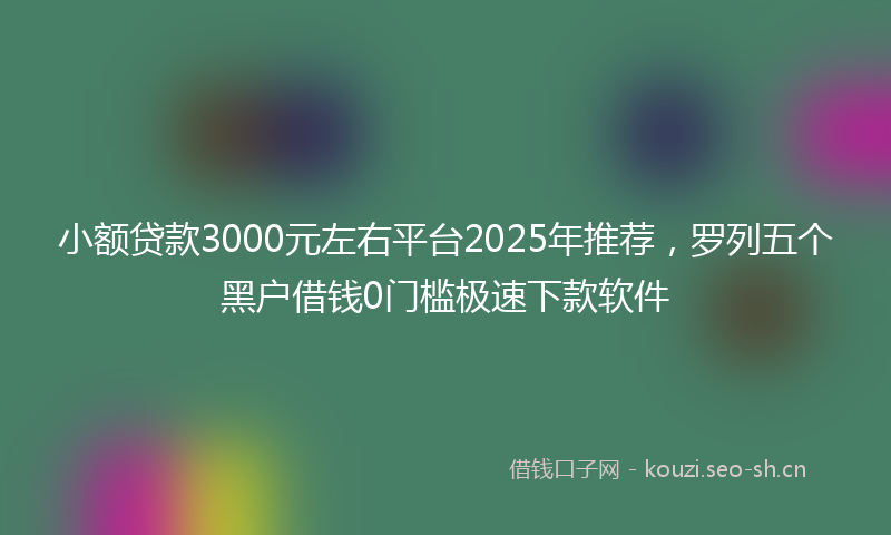小额贷款3000元左右平台2025年推荐，罗列五个黑户借钱0门槛极速下款软件