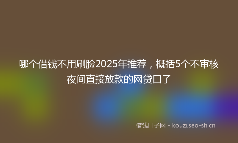 哪个借钱不用刷脸2025年推荐，概括5个不审核夜间直接放款的网贷口子