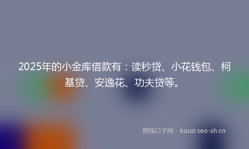 2025年的小金库借款有：读秒贷、小花钱包、柯基贷、安逸花、功夫贷等。
