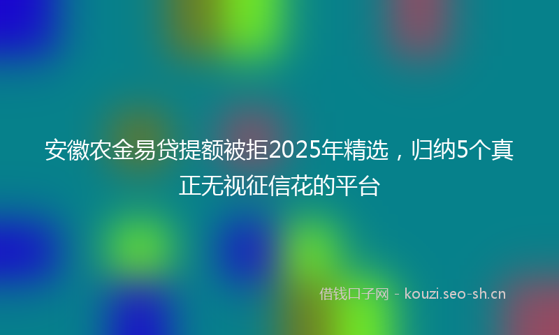 安徽农金易贷提额被拒2025年精选，归纳5个真正无视征信花的平台