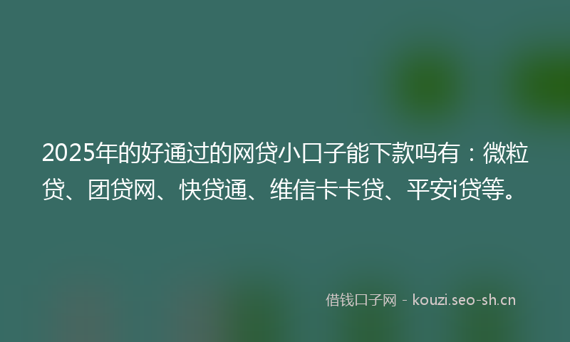2025年的好通过的网贷小口子能下款吗有：微粒贷、团贷网、快贷通、维信卡卡贷、平安i贷等。