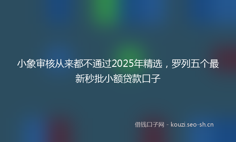 小象审核从来都不通过2025年精选，罗列五个最新秒批小额贷款口子