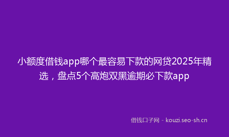 小额度借钱app哪个最容易下款的网贷2025年精选，盘点5个高炮双黑逾期必下款app