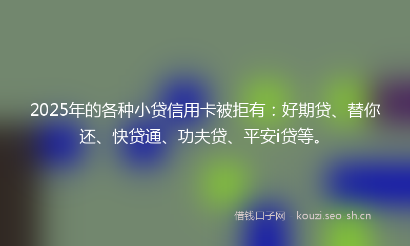 2025年的各种小贷信用卡被拒有：好期贷、替你还、快贷通、功夫贷、平安i贷等。