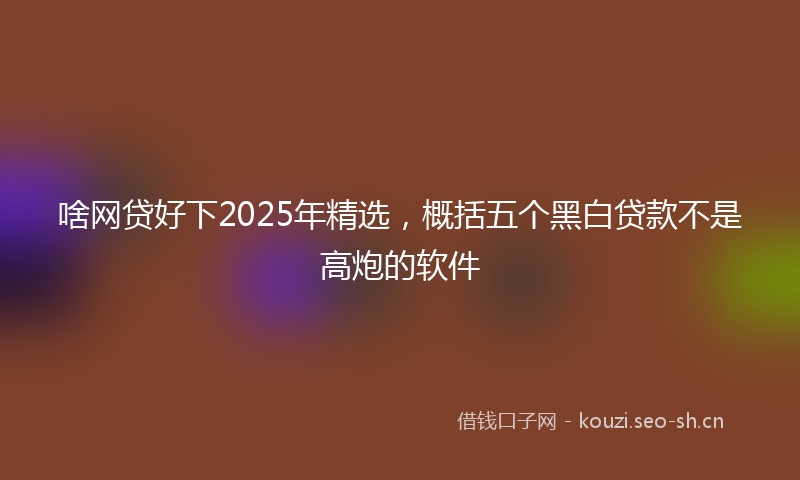 啥网贷好下2025年精选，概括五个黑白贷款不是高炮的软件