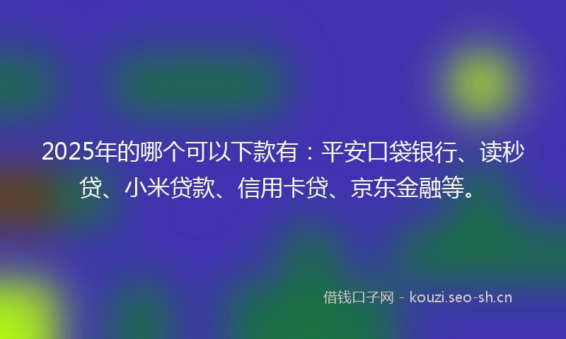 2025年的哪个可以下款有：平安口袋银行、读秒贷、小米贷款、信用卡贷、京东金融等。