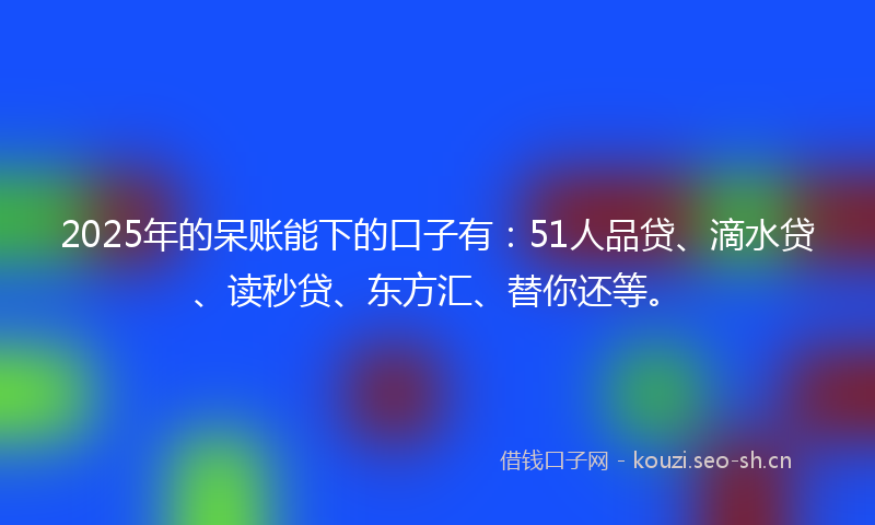 2025年的呆账能下的口子有:51人品贷、滴水贷、读秒贷、东方汇、替你还等。