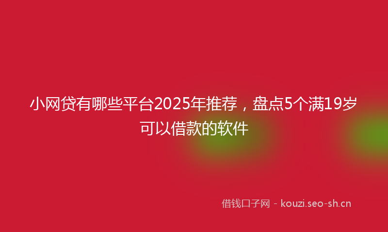 小网贷有哪些平台2025年推荐，盘点5个满19岁可以借款的软件