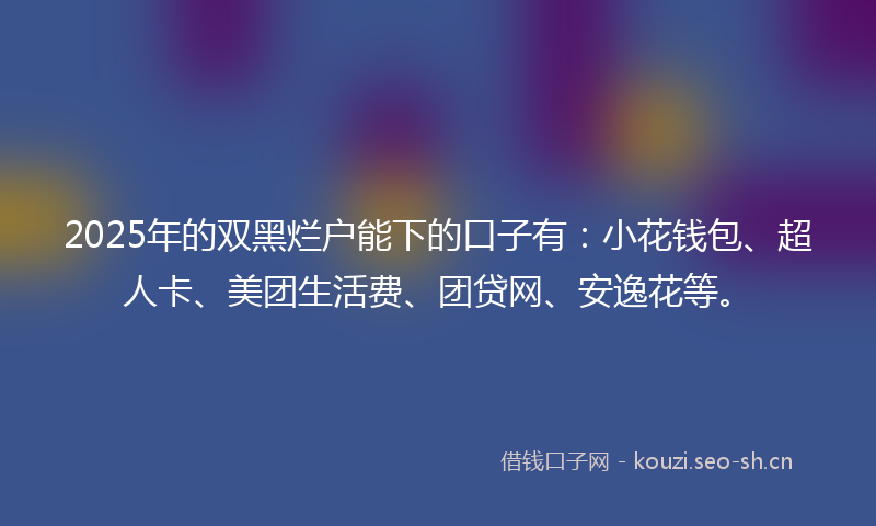 2025年的双黑烂户能下的口子有:小花钱包、超人卡、美团生活费、团贷网、安逸花等。