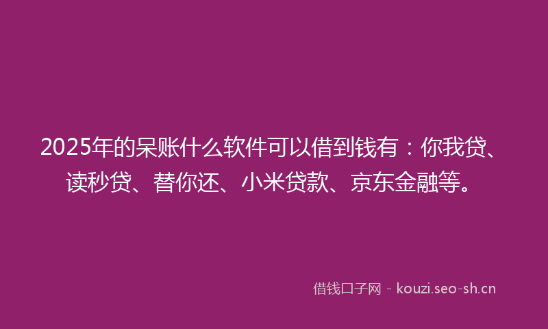 2025年的呆账什么软件可以借到钱有:你我贷、读秒贷、替你还、小米贷款、京东金融等。