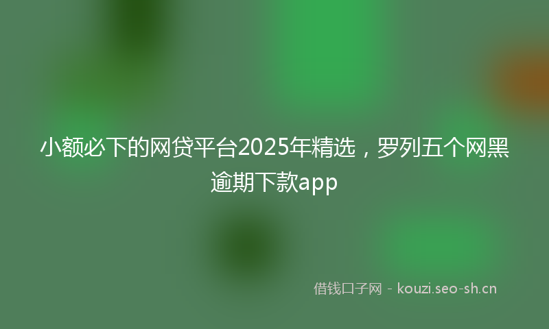 小额必下的网贷平台2025年精选，罗列五个网黑逾期下款app