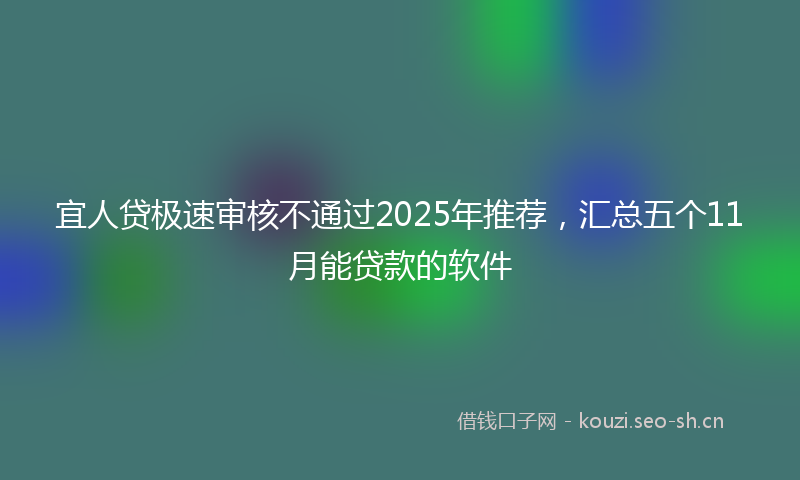 宜人贷极速审核不通过2025年推荐，汇总五个11月能贷款的软件
