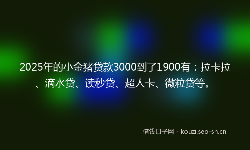 2025年的小金猪贷款3000到了1900有:拉卡拉、滴水贷、读秒贷、超人卡、微粒贷等。