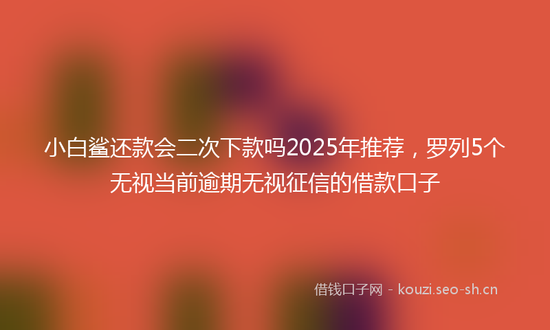 小白鲨还款会二次下款吗2025年推荐，罗列5个无视当前逾期无视征信的借款口子