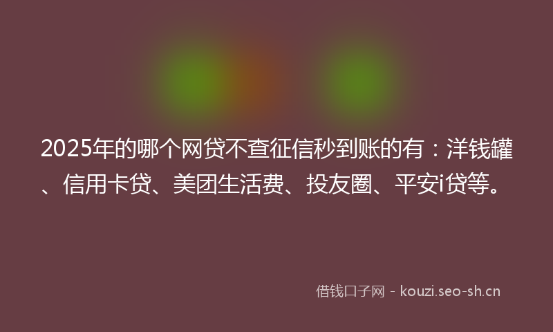 2025年的哪个网贷不查征信秒到账的有：洋钱罐、信用卡贷、美团生活费、投友圈、平安i贷等。