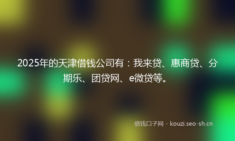 2025年的天津借钱公司有：我来贷、惠商贷、分期乐、团贷网、e微贷等。
