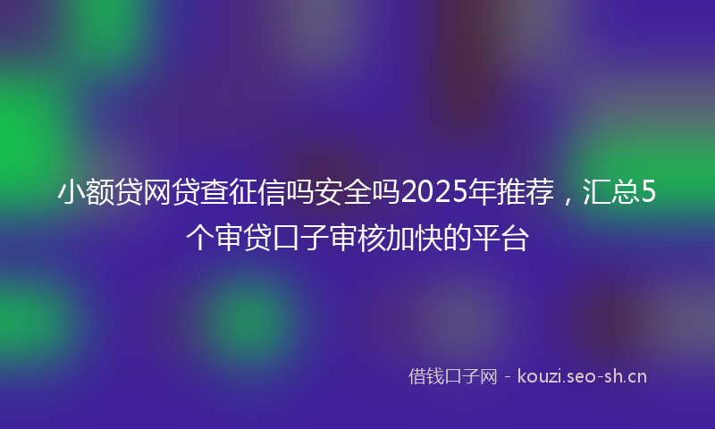 小额贷网贷查征信吗安全吗2025年推荐，汇总5个审贷口子审核加快的平台