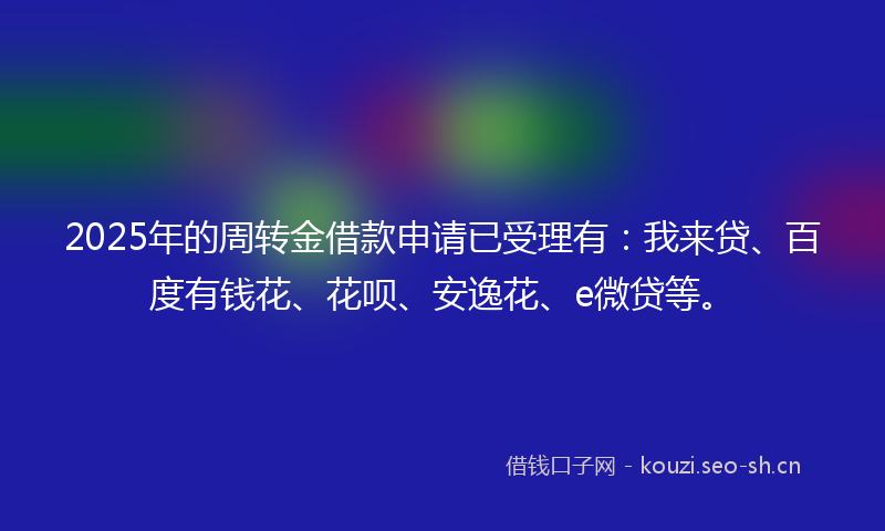 2025年的周转金借款申请已受理有：我来贷、百度有钱花、花呗、安逸花、e微贷等。