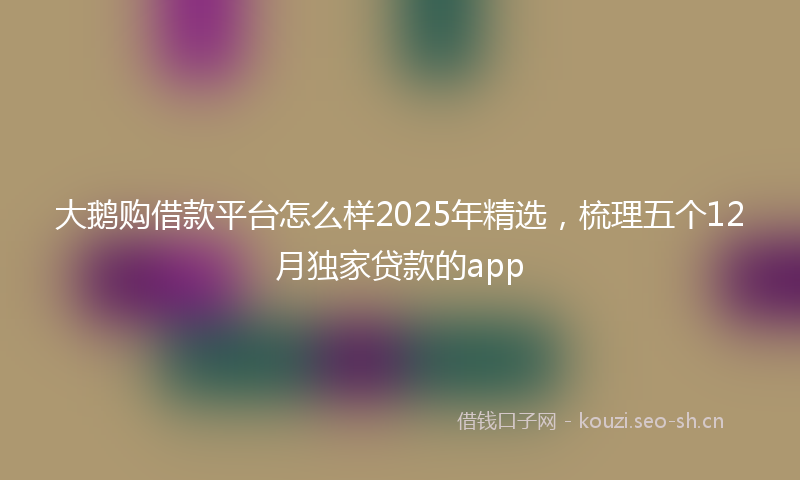 大鹅购借款平台怎么样2025年精选，梳理五个12月独家贷款的app