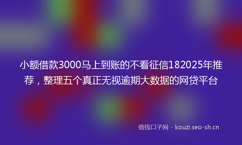 小额借款3000马上到账的不看征信182025年推荐,整理五个真正无视逾期大数据的网贷平台