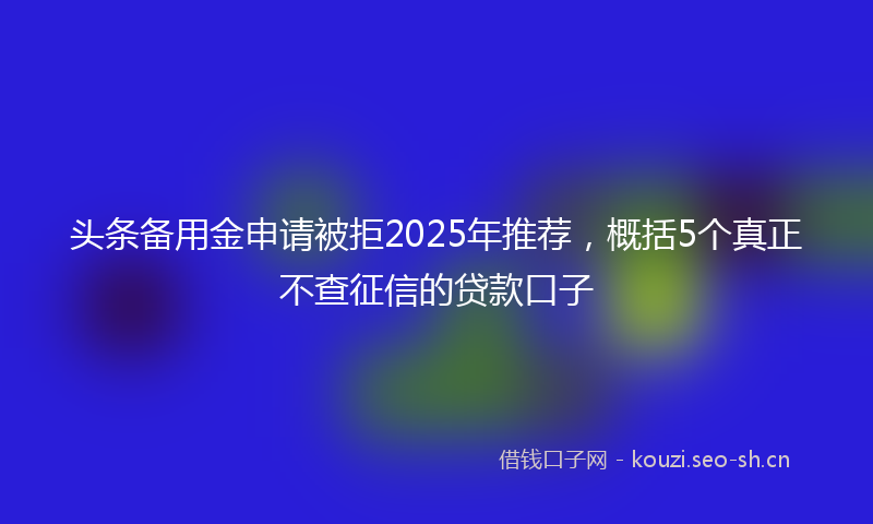 头条备用金申请被拒2025年推荐，概括5个真正不查征信的贷款口子