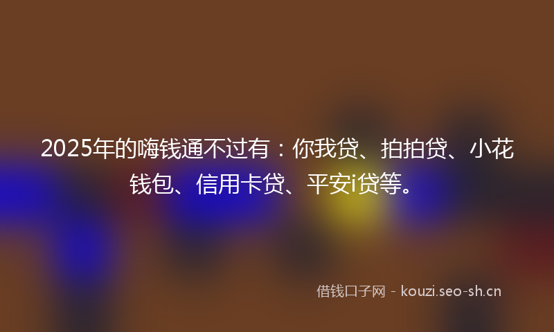 2025年的嗨钱通不过有：你我贷、拍拍贷、小花钱包、信用卡贷、平安i贷等。