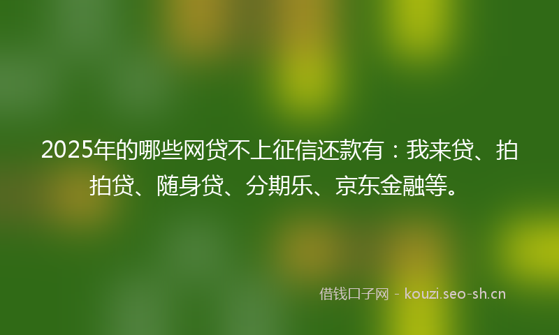 2025年的哪些网贷不上征信还款有：我来贷、拍拍贷、随身贷、分期乐、京东金融等。