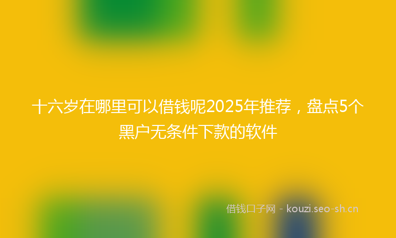 十六岁在哪里可以借钱呢2025年推荐，盘点5个黑户无条件下款的软件