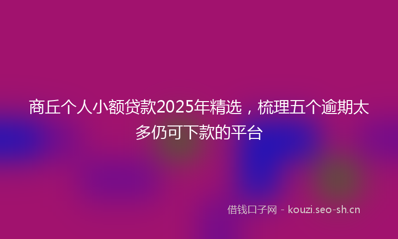 商丘个人小额贷款2025年精选，梳理五个逾期太多仍可下款的平台