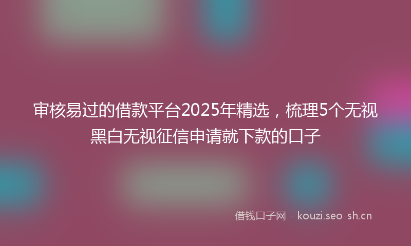 审核易过的借款平台2025年精选，梳理5个无视黑白无视征信申请就下款的口子