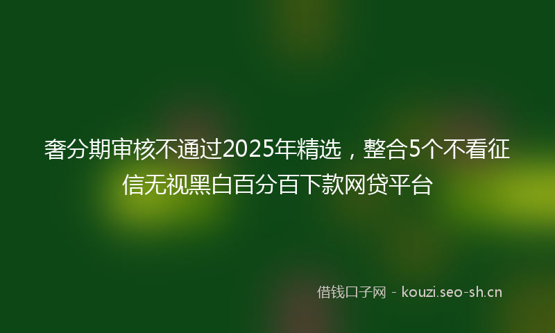 奢分期审核不通过2025年精选，整合5个不看征信无视黑白百分百下款网贷平台