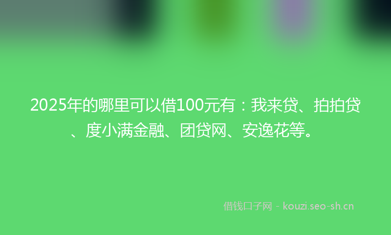 2025年的哪里可以借100元有：我来贷、拍拍贷、度小满金融、团贷网、安逸花等。