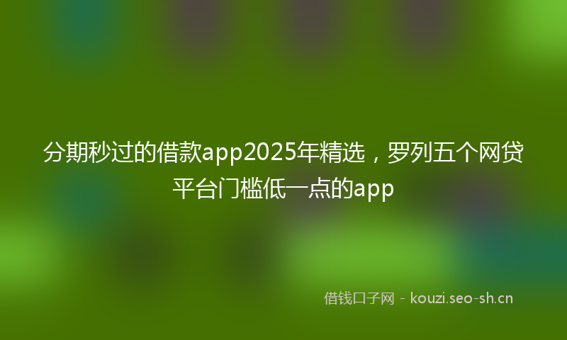 分期秒过的借款app2025年精选，罗列五个网贷平台门槛低一点的app