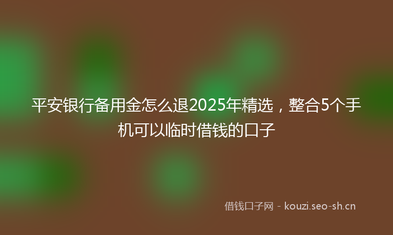 平安银行备用金怎么退2025年精选，整合5个手机可以临时借钱的口子