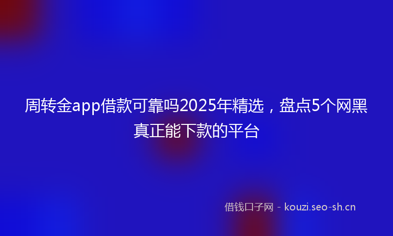 周转金app借款可靠吗2025年精选，盘点5个网黑真正能下款的平台