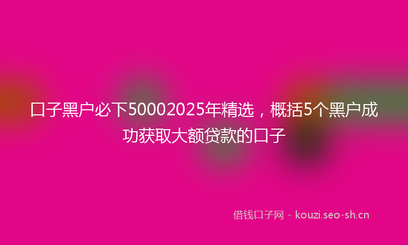 口子黑户必下50002025年精选,概括5个黑户成功获取大额贷款的口子