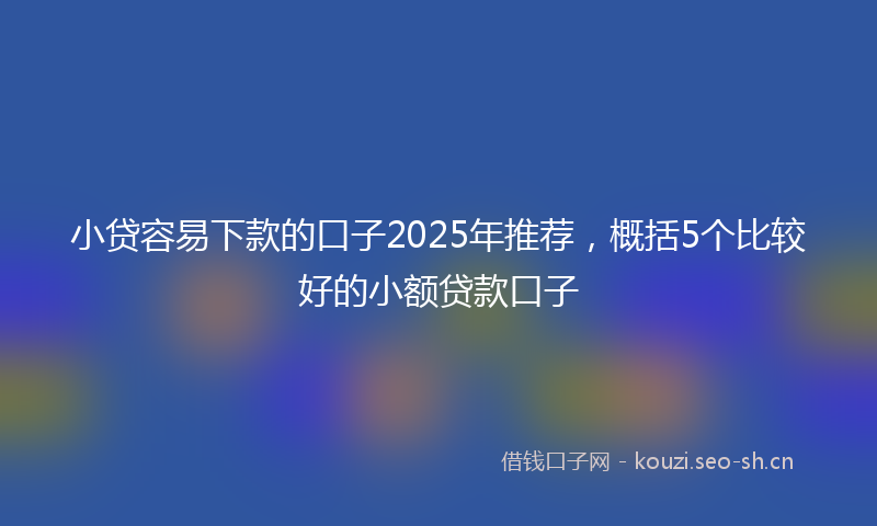 小贷容易下款的口子2025年推荐，概括5个比较好的小额贷款口子
