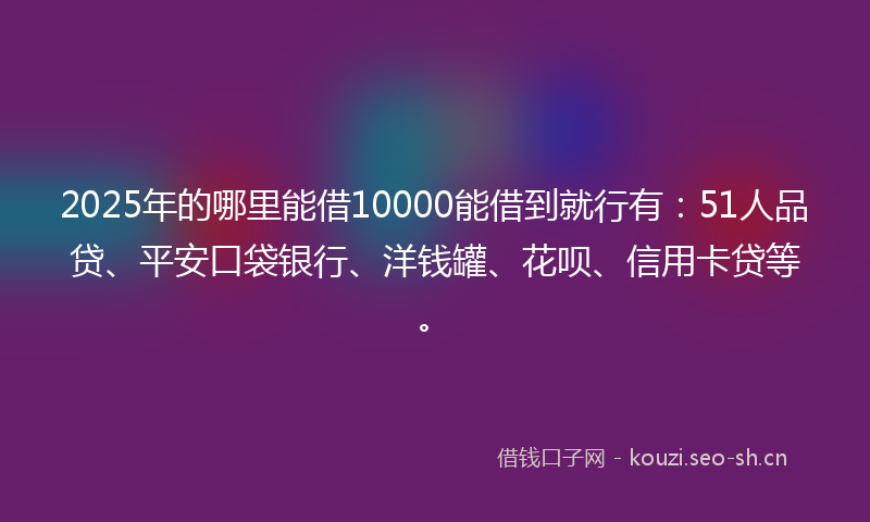 2025年的哪里能借10000能借到就行有：51人品贷、平安口袋银行、洋钱罐、花呗、信用卡贷等。