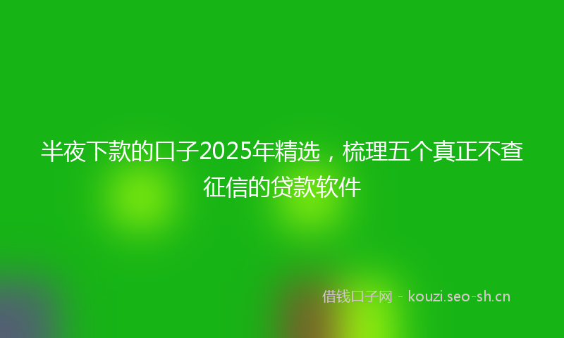 半夜下款的口子2025年精选,梳理五个真正不查征信的贷款软件