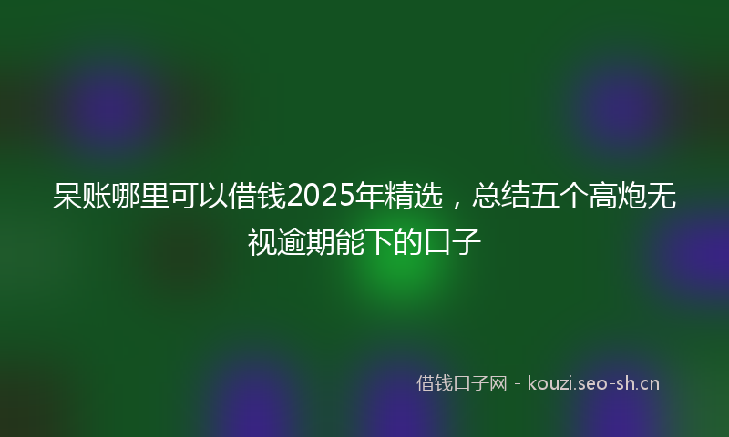 呆账哪里可以借钱2025年精选，总结五个高炮无视逾期能下的口子