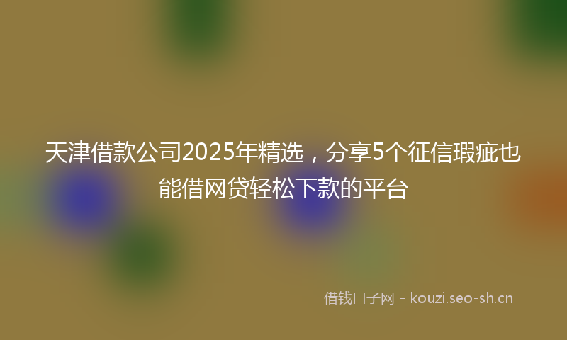 天津借款公司2025年精选，分享5个征信瑕疵也能借网贷轻松下款的平台