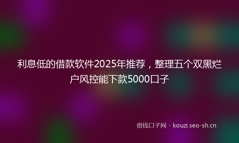 利息低的借款软件2025年推荐，整理五个双黑烂户风控能下款5000口子