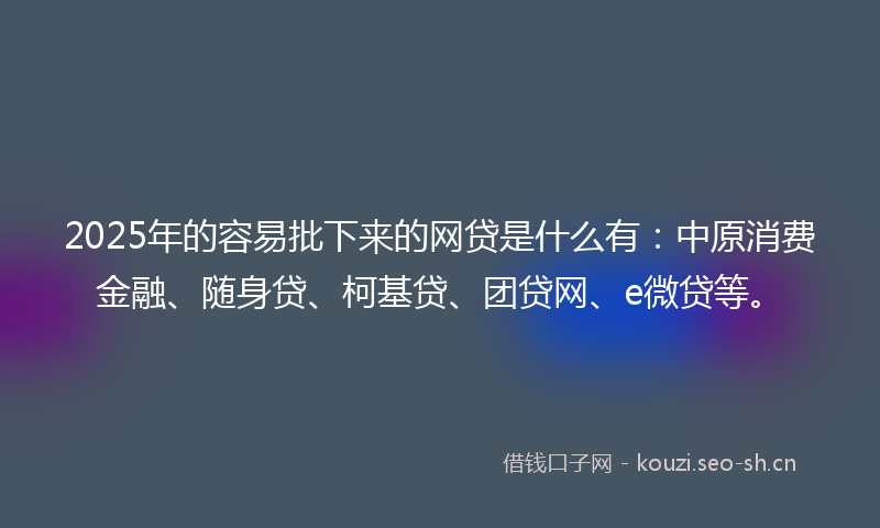 2025年的容易批下来的网贷是什么有：中原消费金融、随身贷、柯基贷、团贷网、e微贷等。