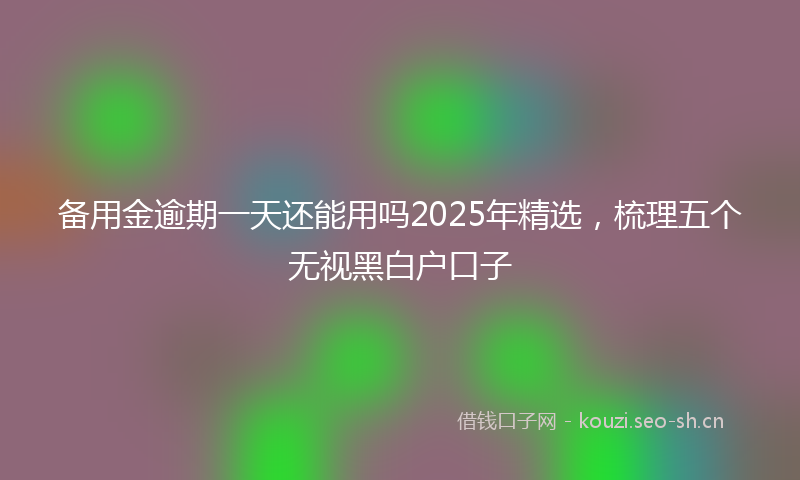 备用金逾期一天还能用吗2025年精选，梳理五个无视黑白户口子